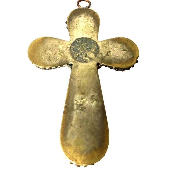 Vintage Micromosaic Cross Pendant Italy Style Millefiori Mosaic Floral Religious - Picture 5 of 5